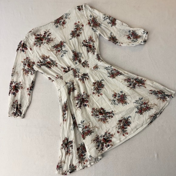 American Rag Cie Floral Lace Up Mini Dress Ivory Boho Crochet Trim XS - Picture 4 of 11